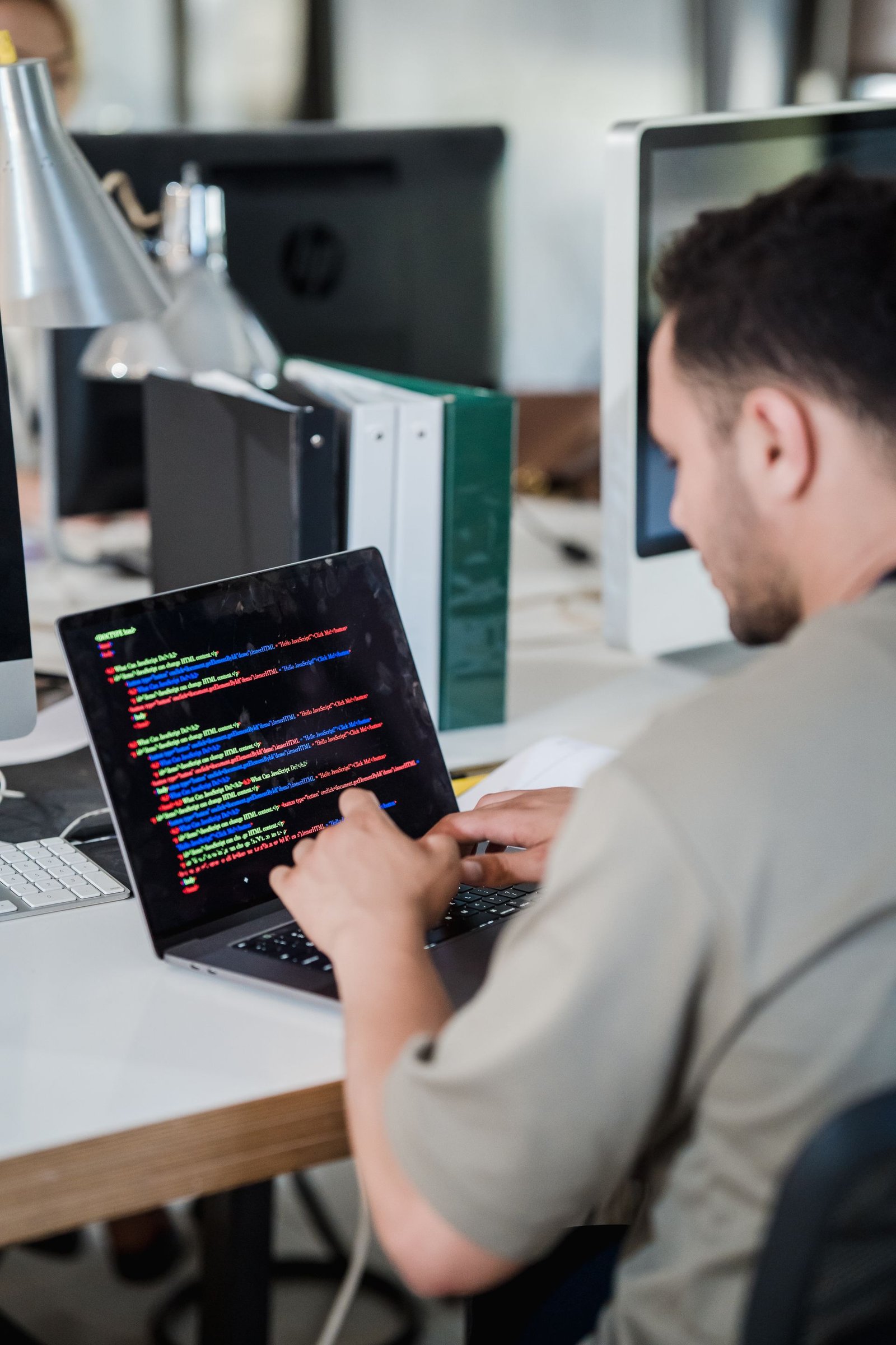 Developer building a custom business application